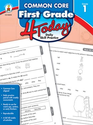 cover image of Common Core First Grade 4 Today: Daily Skill Practice